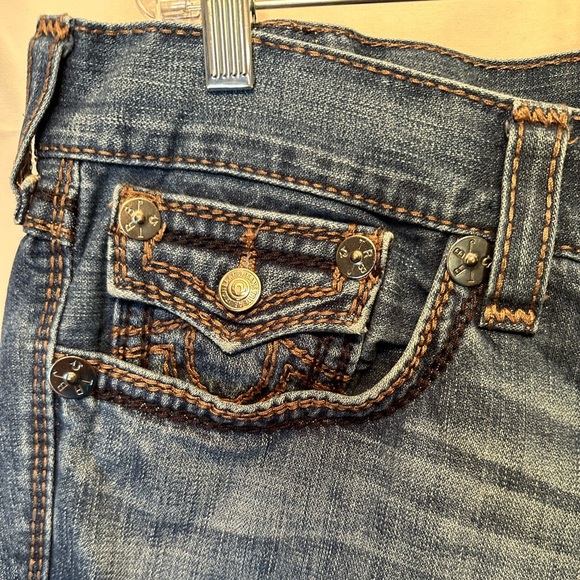 True Religion Jeans Men’s 40x31 Blue Straight Leg Thick Stitch Ricky Big QT Flap - Picture 2 of 11